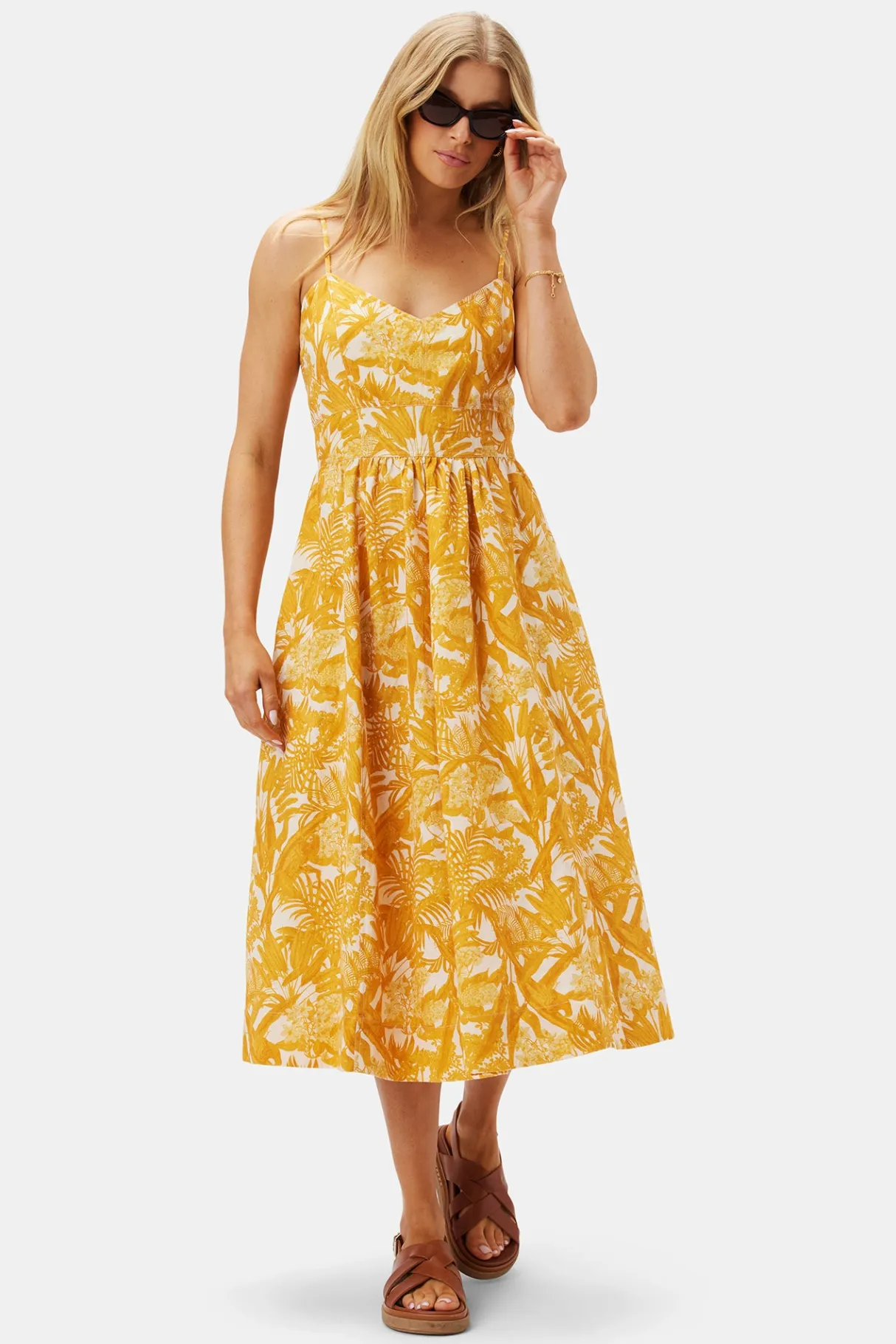 Amour Vert Zulma Cotton Linen Dress ToileMandarine Sale