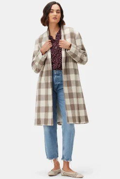 Amour Vert Zuly Wool Twill Coat NaturalBuffaloCheck Best