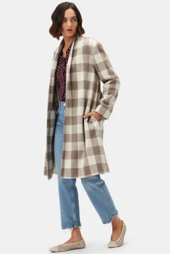 Amour Vert Zuly Wool Twill Coat NaturalBuffaloCheck Best