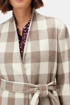 Amour Vert Zuly Wool Twill Coat NaturalBuffaloCheck Best
